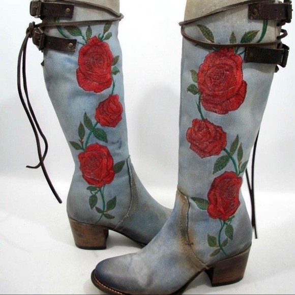 ⚡️LAST 1⚡️NIB Freebird Cyrus Floral Denim Boots!!! - Picture 3 of 7